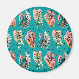 Abstract Graphic Cactus Succulent Pattern Magnet