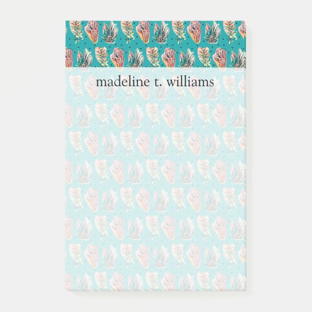 Abstract Graphic Cactus Succulent Pattern Post-it Notes (Front)