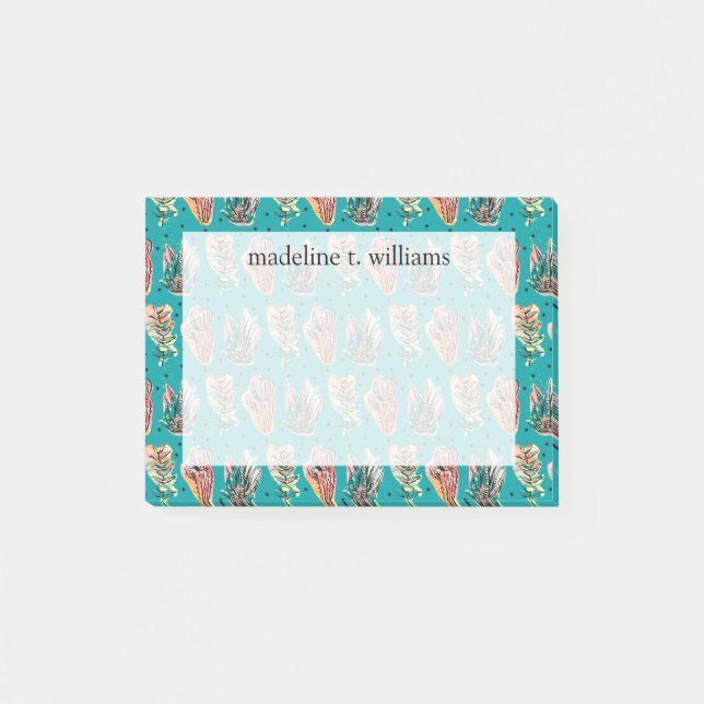 Abstract Graphic Cactus Succulent Pattern Post-it Notes (Front)