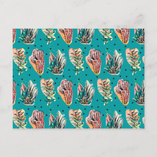 Abstract Graphic Cactus Succulent Pattern Postcard