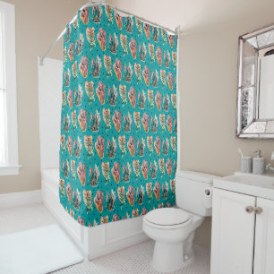 Abstract Graphic Cactus Succulent Pattern Shower Curtain