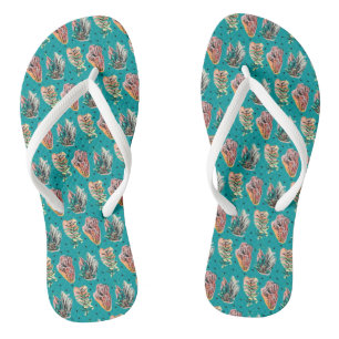 Abstract Graphic Cactus Succulent Pattern Thongs