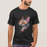 Abstract Graphic Cat Colourful Watercolour Poster.