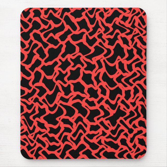 Abstract Graphic Pattern Bright Red and Black. Mouse Pad (Front)