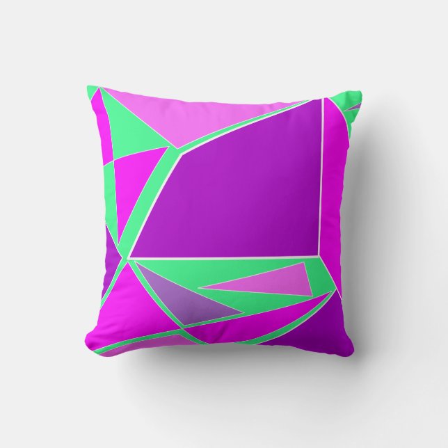 Abstract graphic - purple green design cushion (Front)