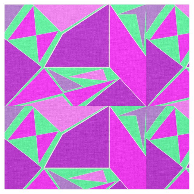 Abstract graphic - purple green design fabric (Close Up)
