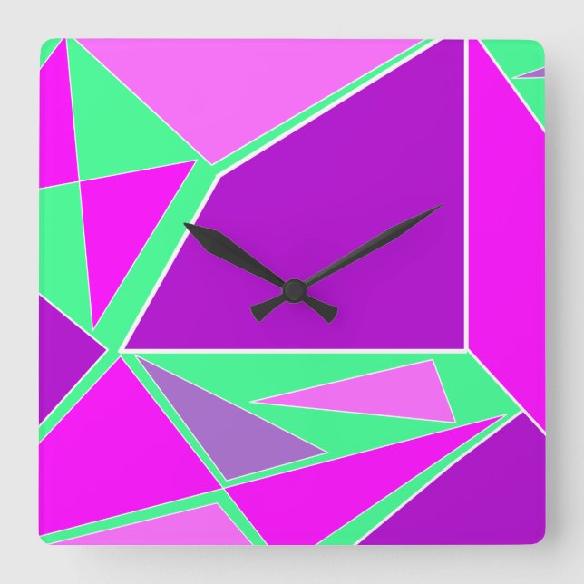 Abstract graphic - purple green design square wall clock (Front)