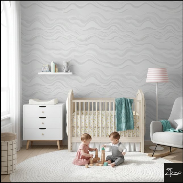Abstract Gray White Wavy Seamless Pattern Wallpaper (Creator Uploaded)