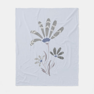 Abstract Grayscale Psychedelic Flowers Fleece Blanket