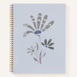 Abstract Grayscale Psychedelic Flowers Notebook