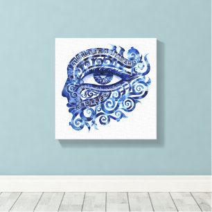 Abstract Greek Evil Eye With Greek Key Canvas Print