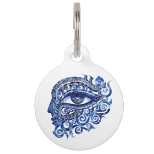 Abstract Greek Evil Eye With Greek Key Pet Tag