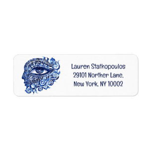 Abstract Greek Evil Eye With Greek Key Return Address Label