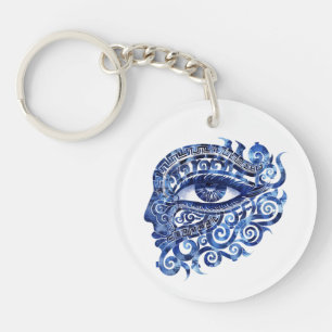 Abstract Greek Evil Eye With Greek Key Ring