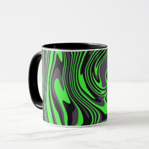 Abstract Green and Black Swirling Art Mug