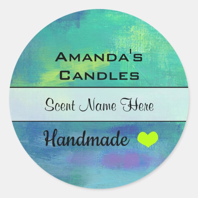 Abstract Green and Blue Candle Scent Classic Round Sticker (Front)