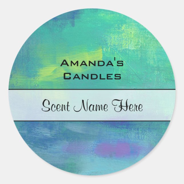 Abstract Green and Blue Candle Scent Classic Round Sticker (Front)
