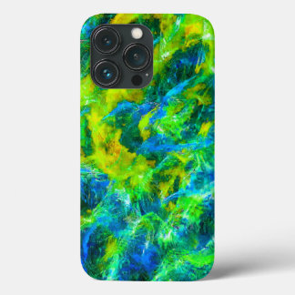 Abstract Green and Blue Flames iPhone 13 Pro Case