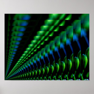 Abstract Green And Blue Flower Bud Poster