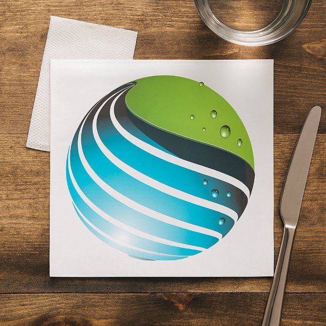 Abstract Green and Blue Globe Modern Earth  Napkin (Creator Uploaded)