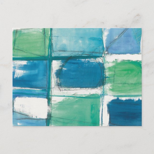 Abstract Green And Blue On White Postcard (Front)