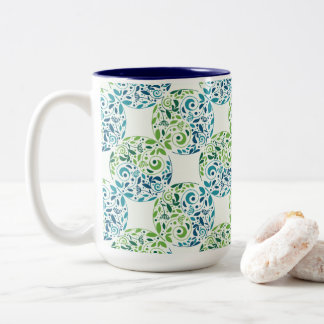 Abstract Green And Blue Pattern Two-Tone Coffee Mug