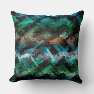 Abstract Green and Blue Watercolor Cushion