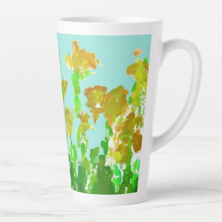 Abstract Green and Gold Floral Tall Latte Mug