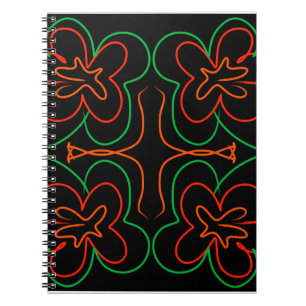 Abstract green and orange flowers design notebook