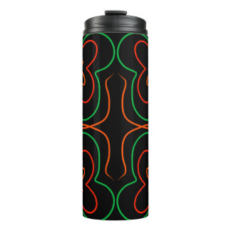 Abstract green and orange flowers design thermal tumbler