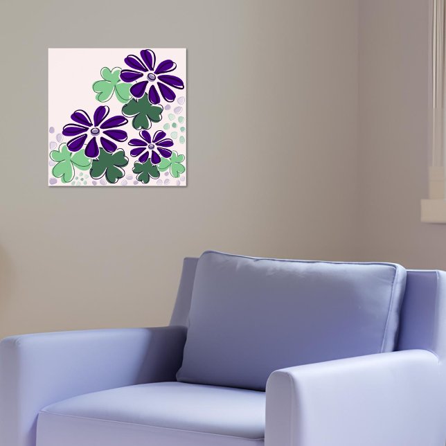 Abstract Green and Purple Clover & Flower Doodle Poster (Abstract Green and Purple Clover & Flower Doodle Poster)