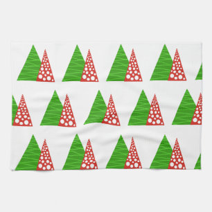 Abstract green and red trees kitchen towel