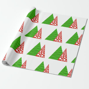 Abstract green and red trees wrapping paper