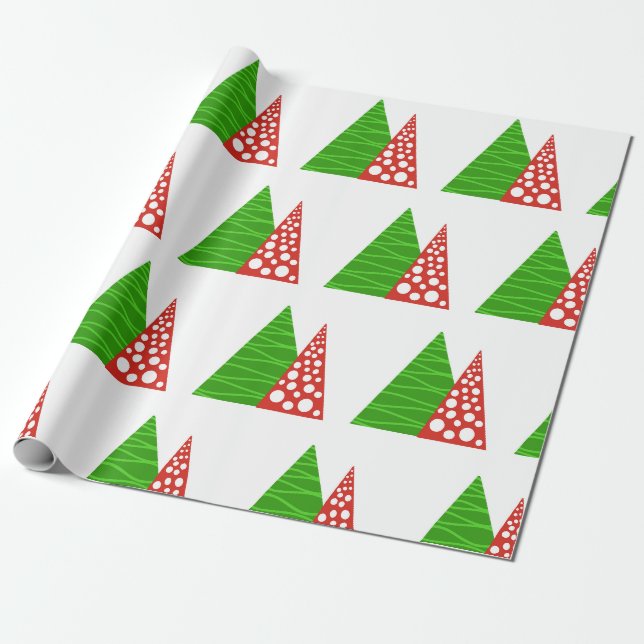 Abstract green and red trees  wrapping paper (Unrolled)