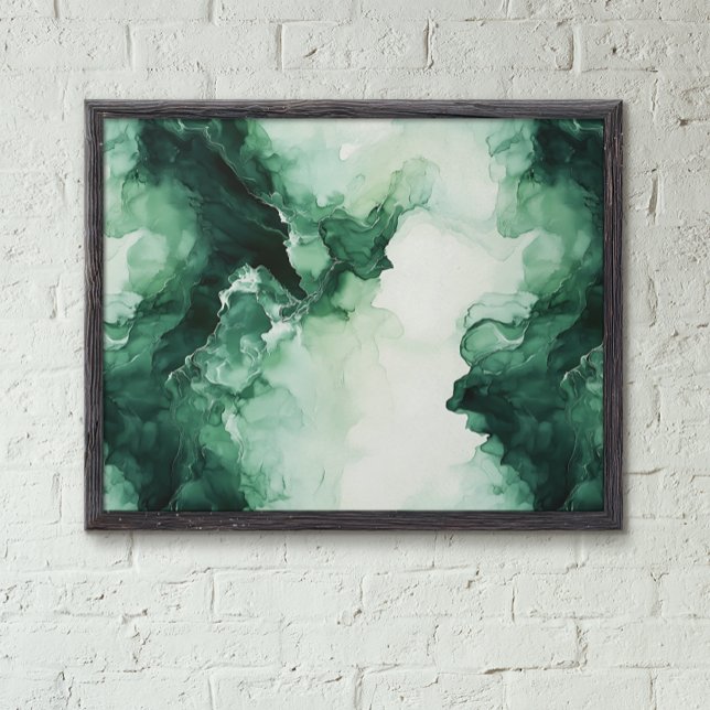 Abstract Green and White Alcohol ink Fluid  Poster (Creator Uploaded)