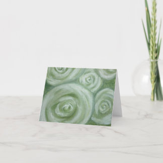 Abstract Green and White roses hand-drawn Thank You Card