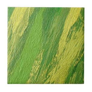 Abstract green and yellow diagonal stripes ceramic tile