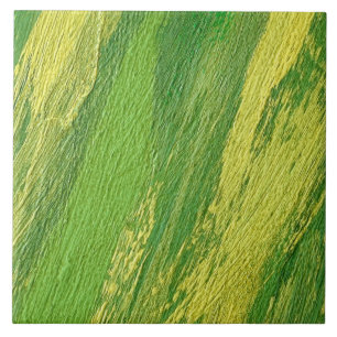 Abstract green and yellow diagonal stripes ceramic tile