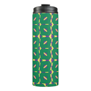 Abstract Green and Yellow Pattern with Squares Thermal Tumbler