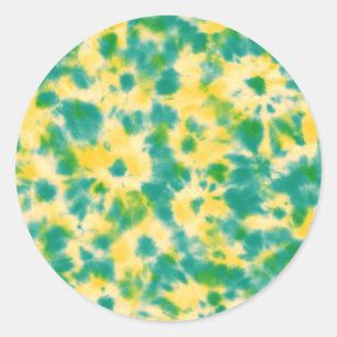 Abstract Green and Yellow Watercolor Tie Dye Classic Round Sticker
