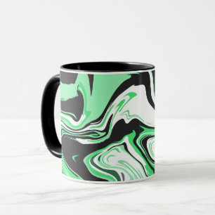 Abstract Green, Black and white Swirling Design Mug
