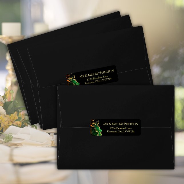 Abstract Green Black Bronze Gold Return Address Label (Gorgeous Green Black Bronze Gold Return Address Label)
