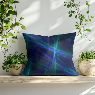 Abstract Green Blue Mist Fractal Art Cushion