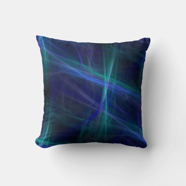 Abstract Green Blue Mist Fractal Art Cushion (Front)