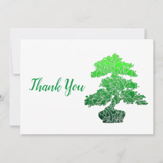 Abstract Green Bonsai Tree Thank You Card