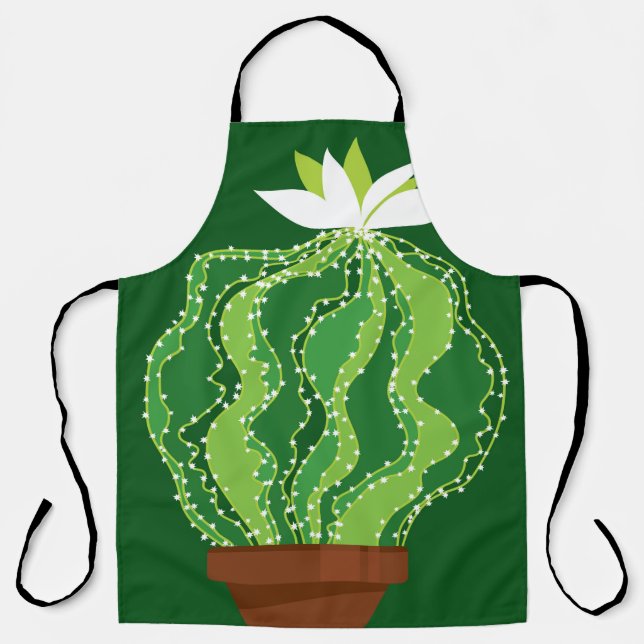 Abstract green cactus seamless pattern apron (Front)