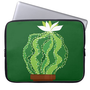 Abstract green cactus seamless pattern laptop sleeve