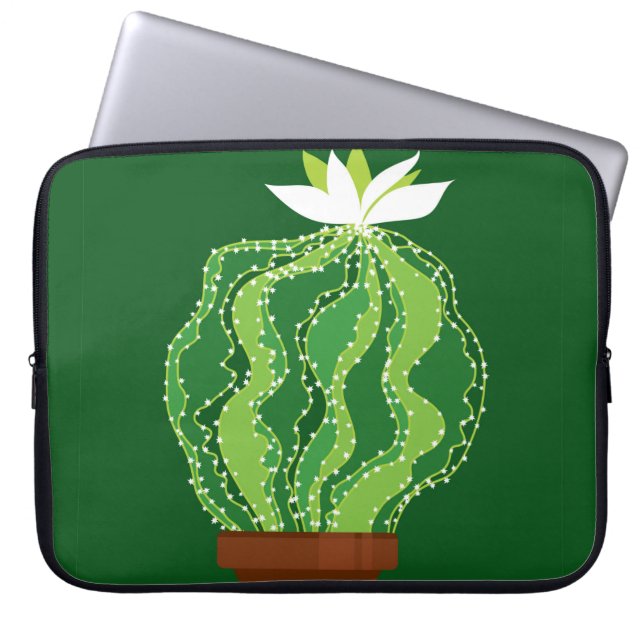Abstract green cactus seamless pattern laptop sleeve (Front)
