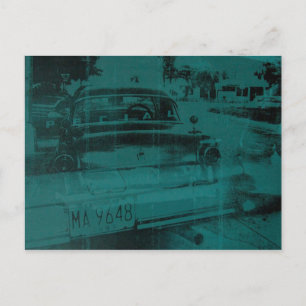 Abstract green car postcard