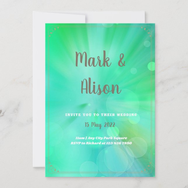 Abstract Green Circles Wedding Invitation (Front)